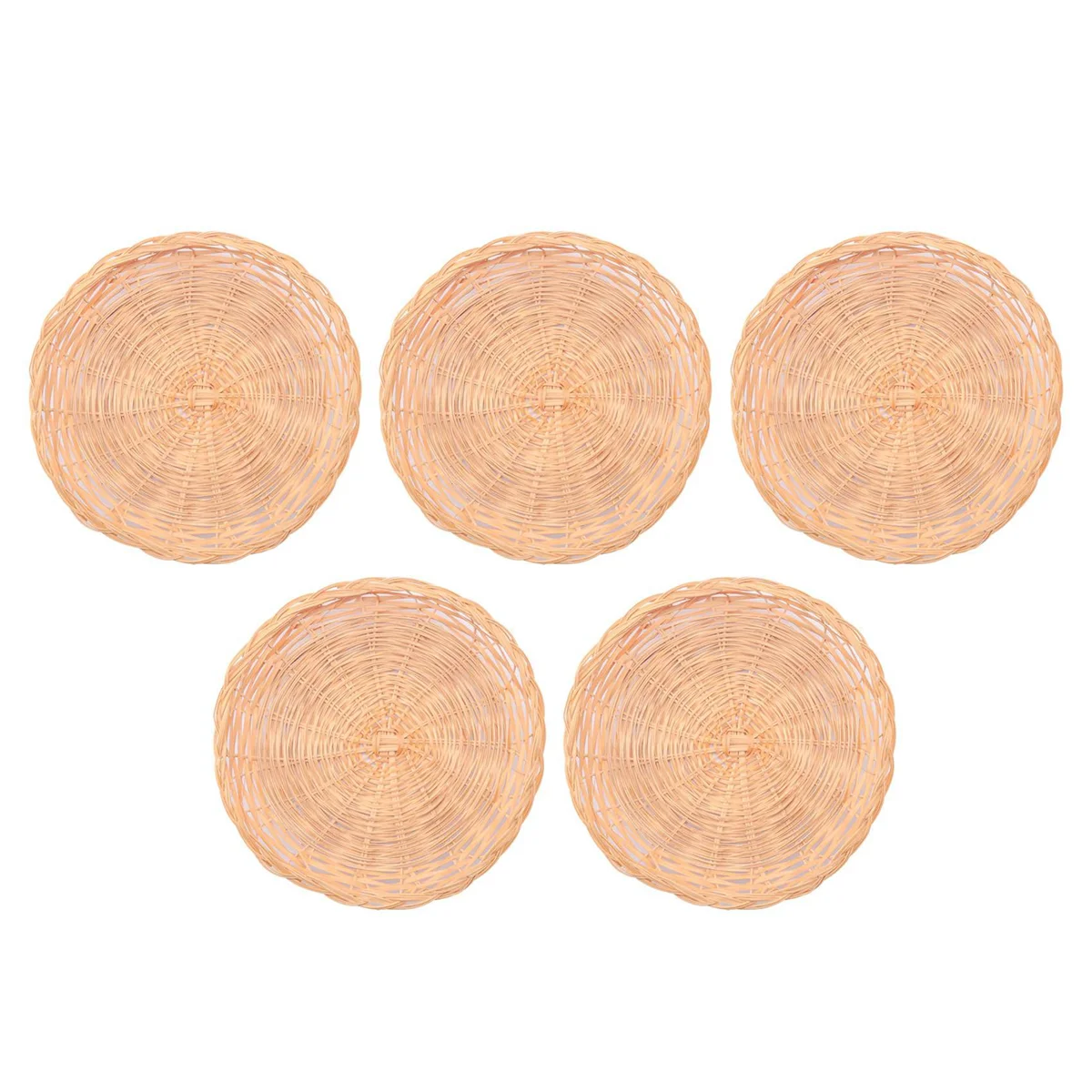 5 Pcs Bamboo Paper Plate Holder - 10 Inch Round Woven Plate Holder, Reusable Paper Plate Holders for Picnic Party