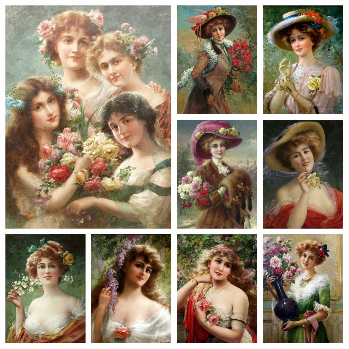 Full Drill Emile Vernon Artwork Oil Painting Diamond Embroidery Kits Woman Art Cross Stitch Picture Mosaic Handicraft Home Decor