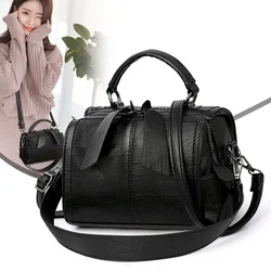 Fashion Korean Version New Women'S Handbag Simple Soft Leather Shoulder Bag Classic Bow Crossbody Bag Women'S Small Square Bag