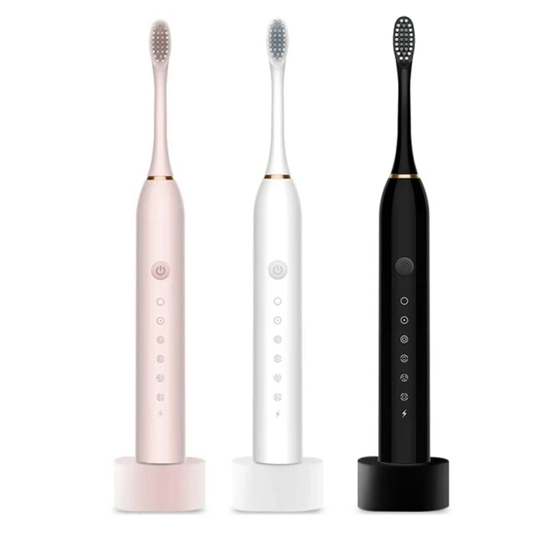 

3PCS Electric Toothbrush Sonic Rechargeable Toothbrush 6 Modes Toothbrush Kids Adults Brush 4 Heads USB