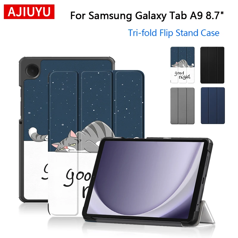 

Чехол для планшета Samsung Galaxy Tab A9 8,7 дюйма, умный кожаный чехол с тройной подставкой для Tab A9 8,7 дюйма, 2023 SM-X110 X115 X117, чехол