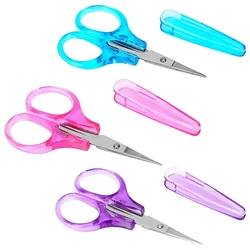 Kids Scissors Paper Cutting Scissors with Cap Sharp Scissors with Safe Cover Stainless Steel Mini Sewing Knitting Crafting Tool