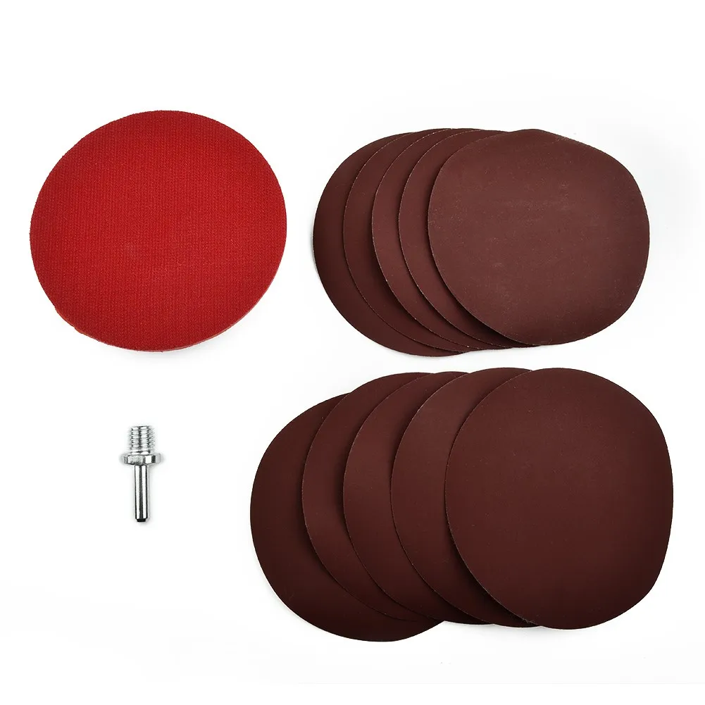 10 Buah 125Mm Cakram Pengamplasan Amplas Pasir Kit Penggiling Kertas Pengamplasan dengan Bantalan Pendukung & Adaptor Bor Set Amplas Grit Campuran