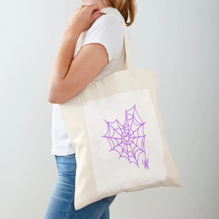 

Purple SpiderWeb Heart Tote Bag reusable grocery bags large tote bag Women's bag Eco