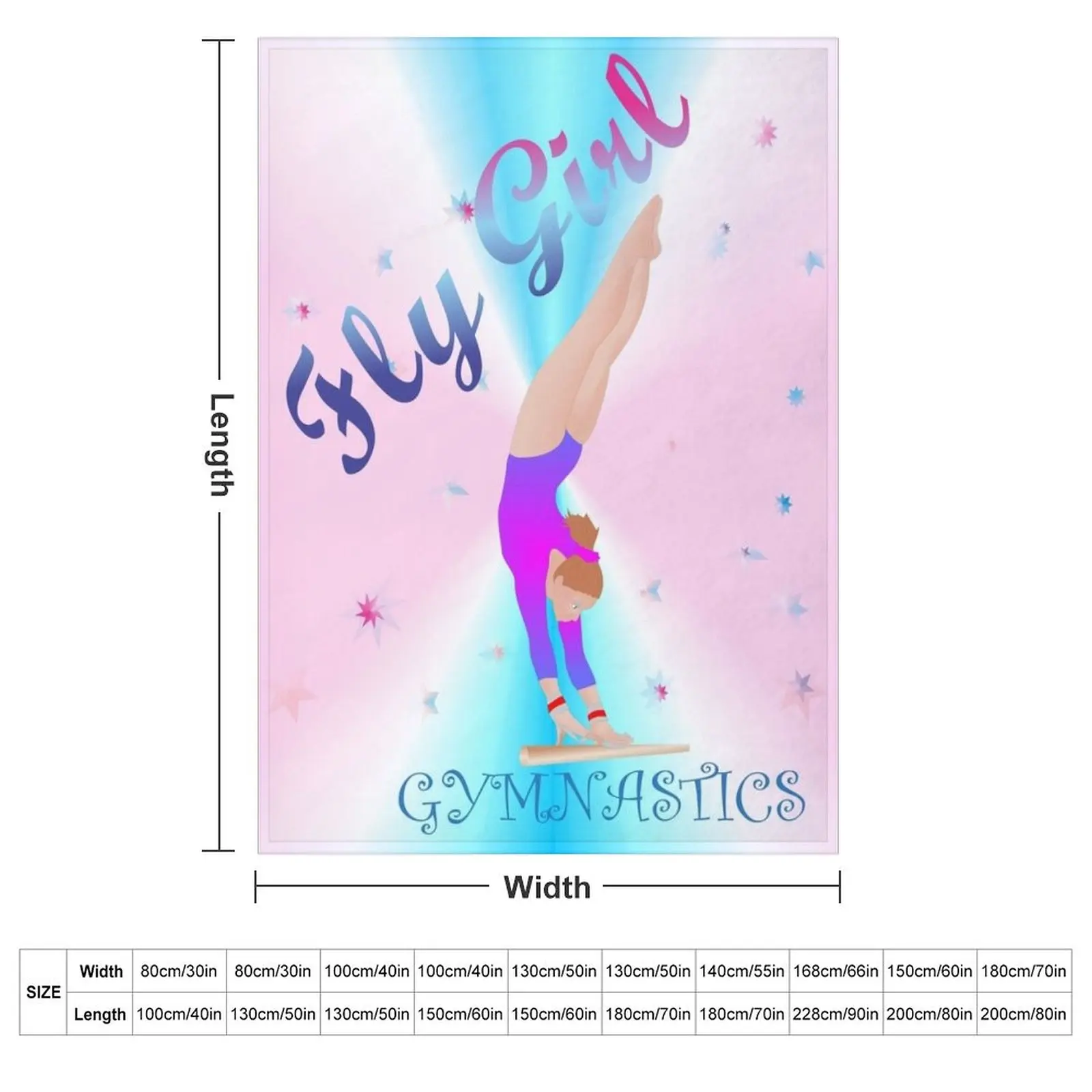 Gymnastics - Fly Girl with Background Throw Blanket warm for winter for babies Blankets