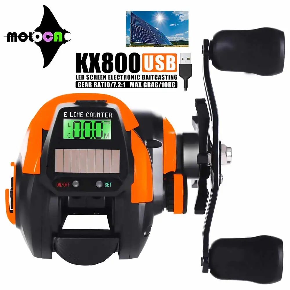 MOLOCA Led Screen USB And Solar Charging Electronic Fishing Reel,Sea Saltwater Waterproof Cast Drum Wheel Casting