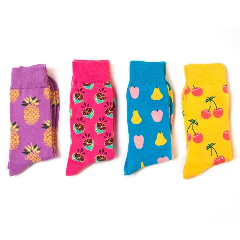 1 Pair Combed Cotton Fashion Hip Hop Man woman Socks Harajuku  fruit Skateboard oil painting animal Happy Socks Funny Sokken