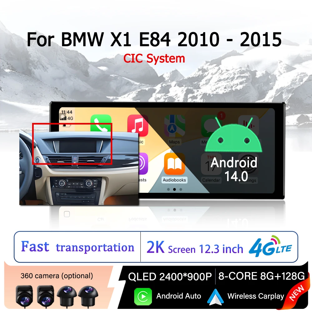 

QLED 2400*900P Touch Screen for BMW X1 E84 2010 - 2015 CIC System Android 14 Car Intelligent Multimedia Player Carplay GPS Navi