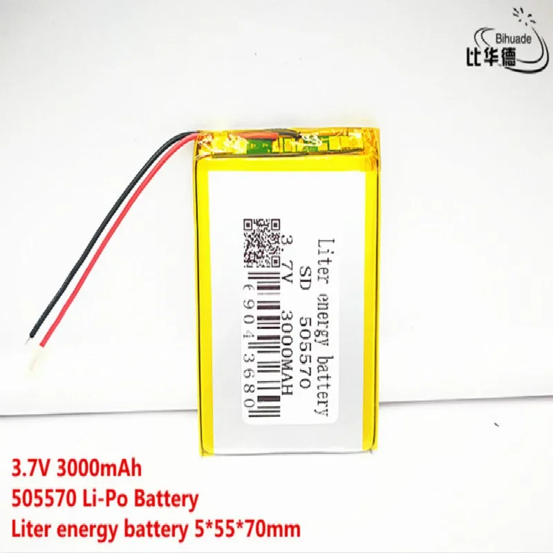 2pcs Liter energy battery Good Qulity 3.7V,3000mAH,505570 Polymer lithium ion / Li-ion battery for TOY,POWER BANK,GPS,mp3,mp4