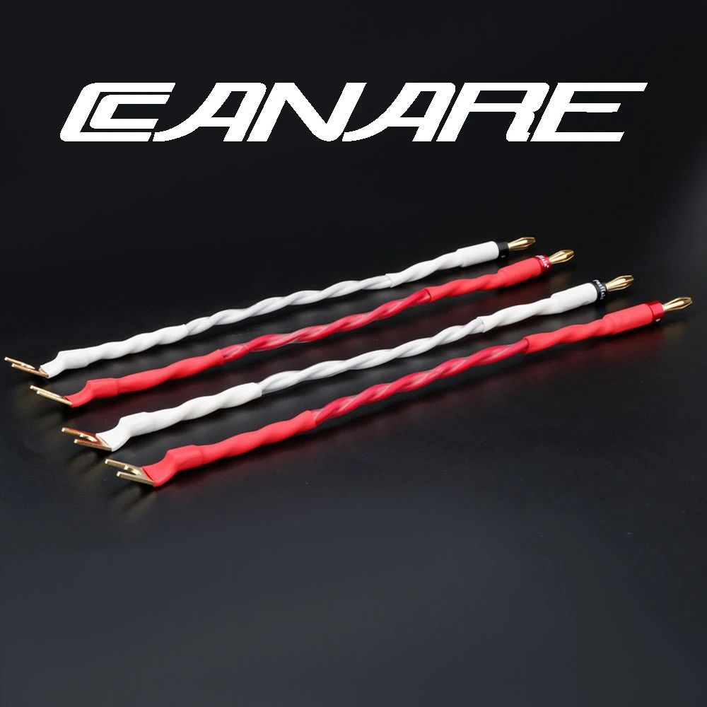 4Pcs Canare Speaker Bridge/Jumper Audio Cable, Canare 2S11F (2.0mm²x4), Banana to Spade(Y) Terminals