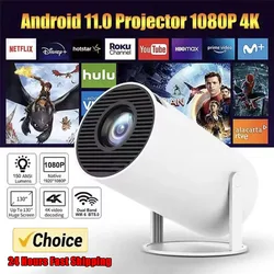 New 2024 4K Android 11 Dual Wifi6 200 ANSI Allwinner H713 BT5.0 1080P 1280*720P Home Cinema Outdoor portable Projetor