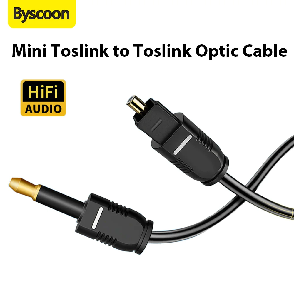 Cable óptico Digital Mini Toslink a Toslink S/PDIF, Cable de Audio de fibra óptica chapado en oro para barra de sonido, sistema Hi-Fi de cine en casa