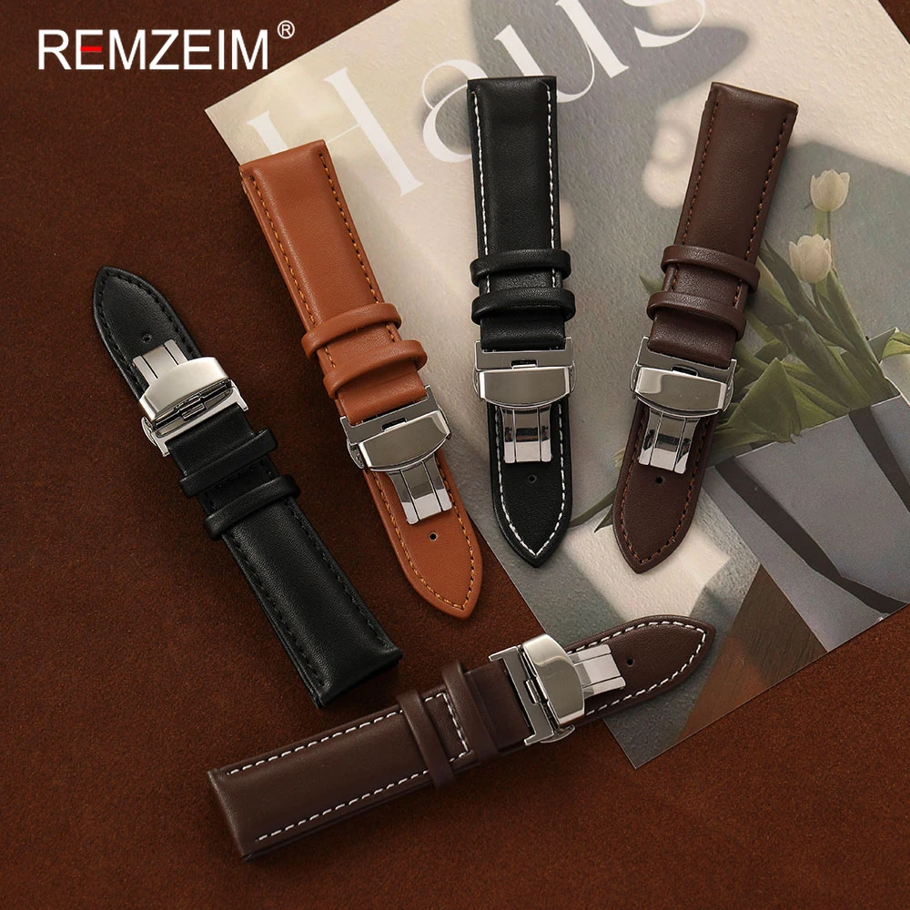 Uhrenarmband für Herren, Schmetterlingsschnallen-Design, 18 mm, 20 mm, 22 mm, 24 mm, bequemes, langlebiges Ersatz-Uhrenarmband für den täglichen Gebrauch