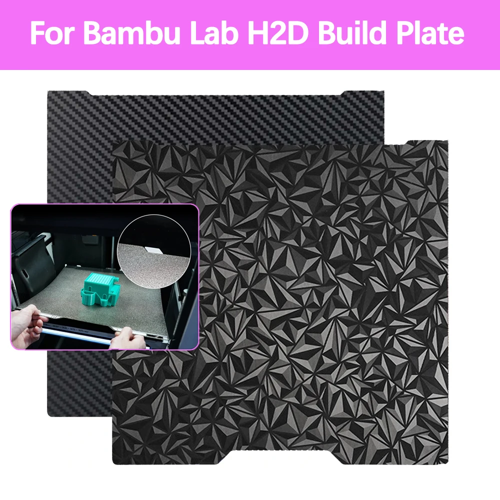 

H2D Build Plate 350x320 мм PEO PET PEY Двусторонняя печать PEI Спрей Магнитная пружинная стальная пленка для 3D-принтера Bambu Lab H2D