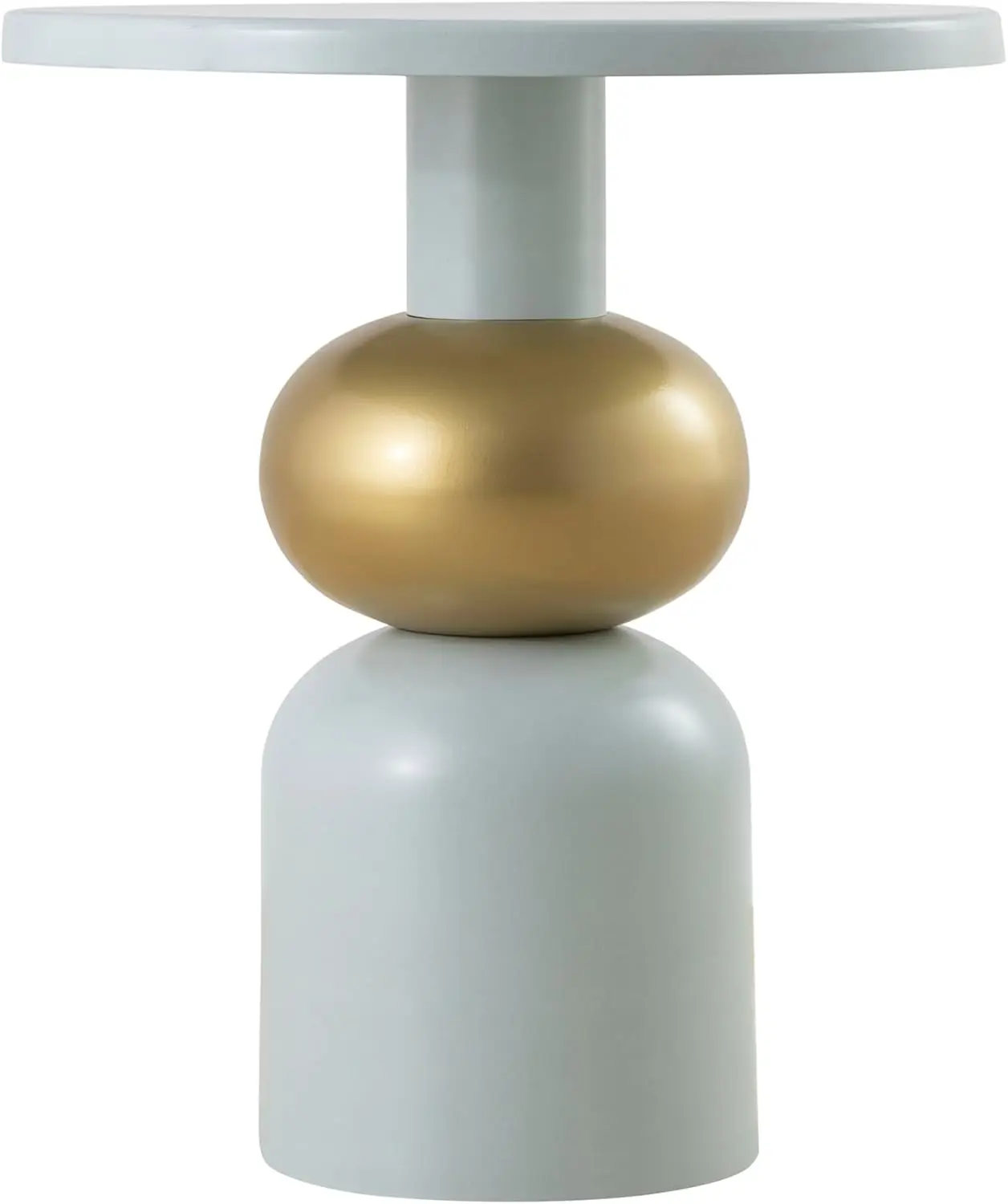 

Round Modern Metal Side Table With Circular Top And Gold Oval Center Accent, Mint, T901-21-20