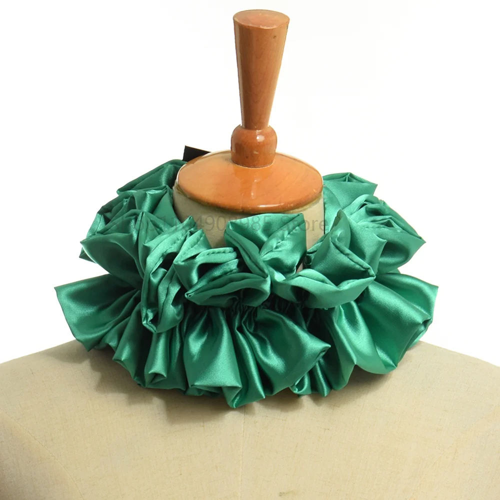 Renaissance Clown Cosplay Satin Ruffled Neck Ruff Fake Collar Retro Court Drama Stage Performances Photo Shooting Clown Collar
