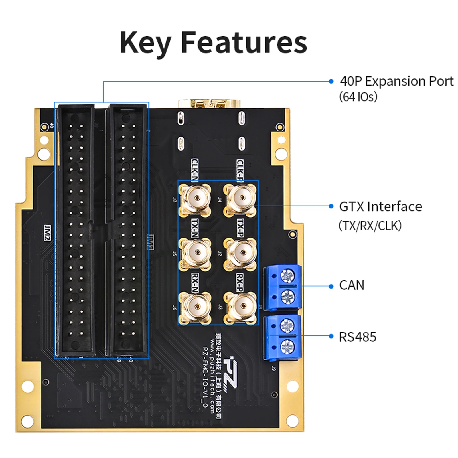 Puzhi PZ-FL-IO FMC Daughter Card FMC to 40P Expansion Port Supports GTX/RS485/CAN Full-platform Expansion LPC FMC Board