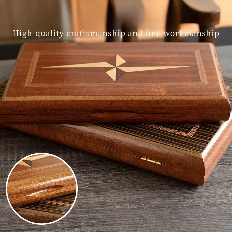 Massivholz-Backgammon-Set - Lehrreiches Tischbrettspiel für Familienunterhaltung & Freizeit