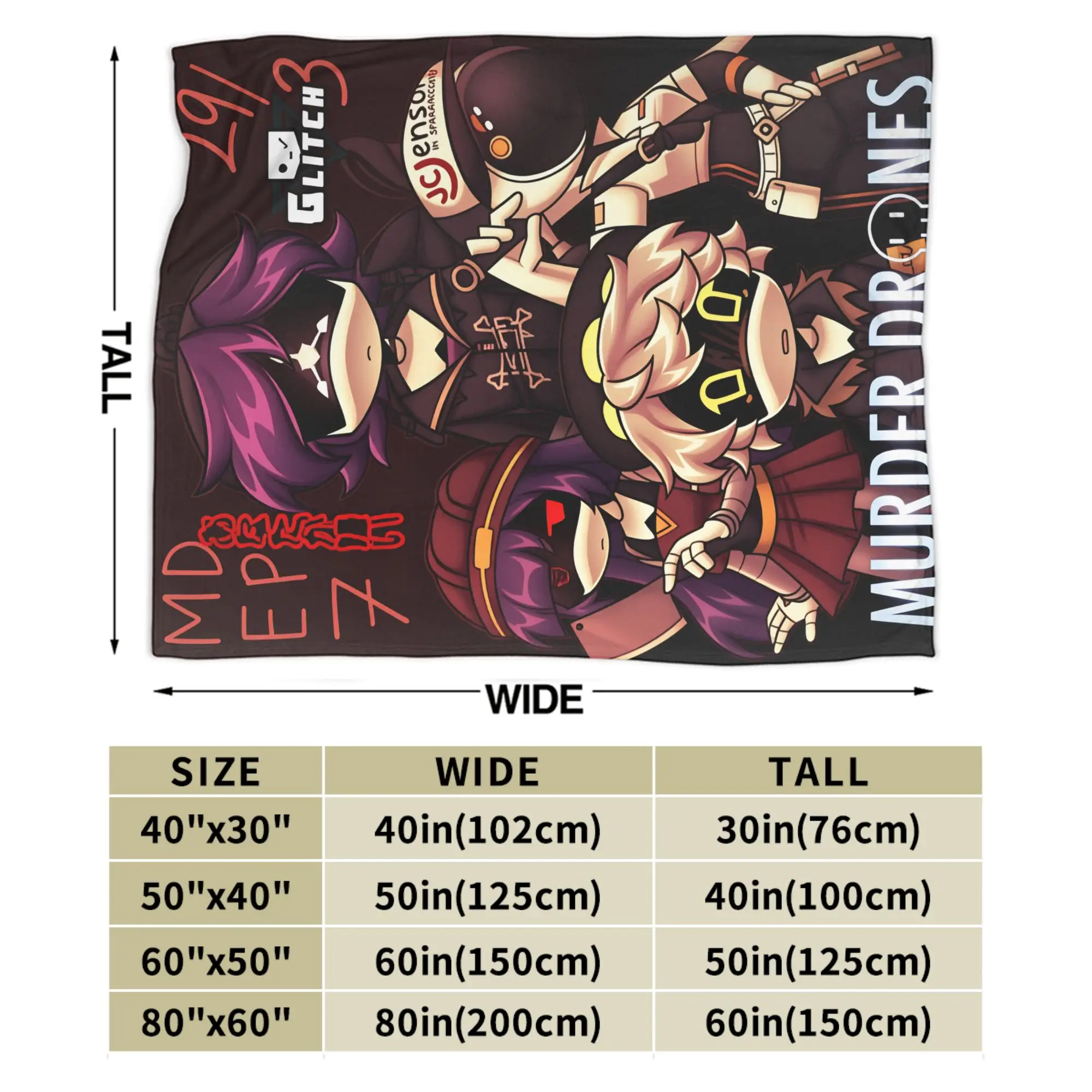 Koc Murder Drones Uzi Doorman Estetyczny Kempingowy Flanelowy Narzuta na Łóżko do Salonu Super Miękki Wysokiej Jakości Prezent