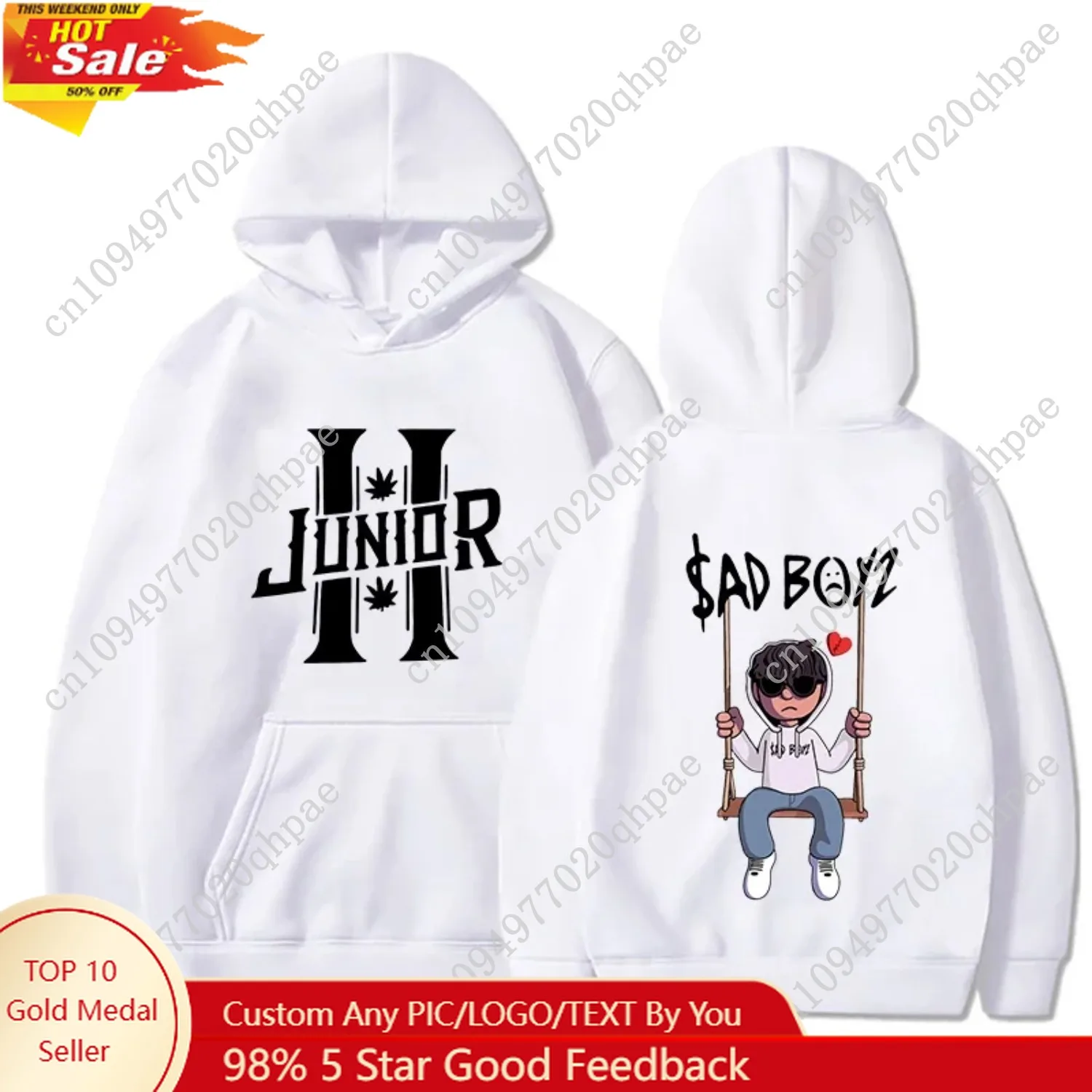 سترة رجالية ربيعية لعام 2024 بغطاء للرأس للصغار H Sad Boys Harajuku بلوفر هيب هوب للفتيات هدية موسيقى رائعة سترة فضفاضة مريحة غير رسمية