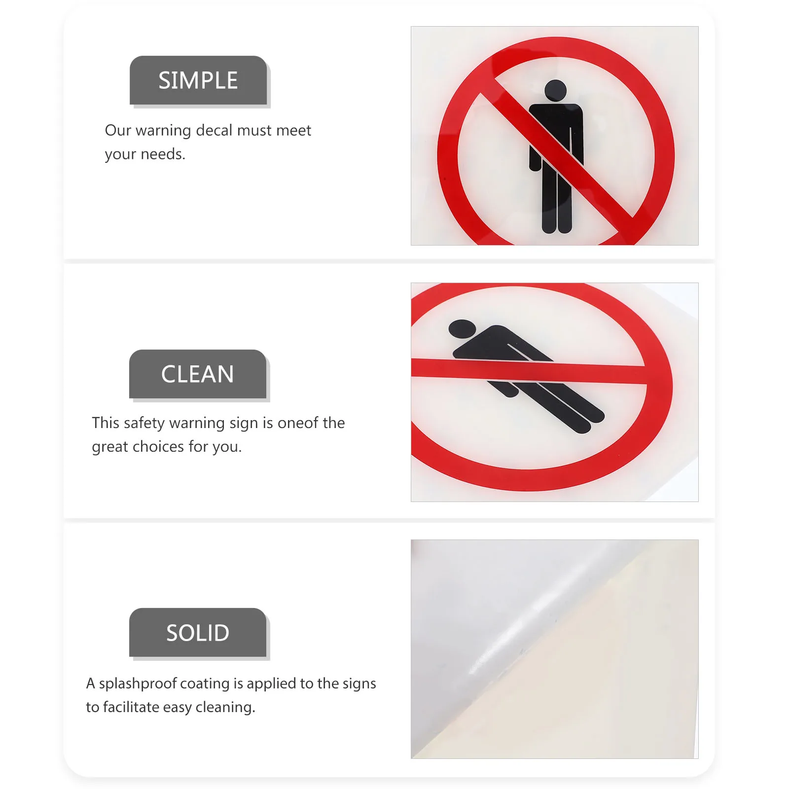 No Entry Warning Sign 15x15cm Safety Stickers Entrance Labels Machine Decals Caution Signs Adhesive Area Private