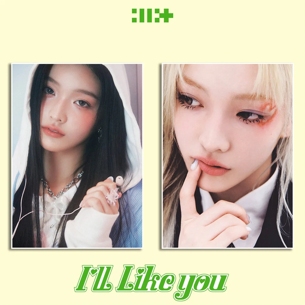 2Pcs/Set KPOP ILLIT 'I'LL LIKE YOU Album Self-adhesive Posters Moka Wonhee Minju Fashion Room Wall Decorative Stickers Fans Gift