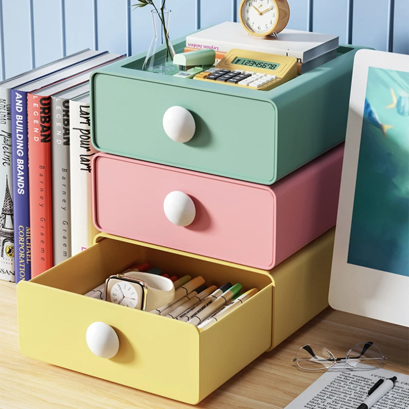 1PC Stackable Plastic Drawer Box Desk Organizer Office Stationery Storage Boxes Home Desktop Cosmetics Sundries Container Case