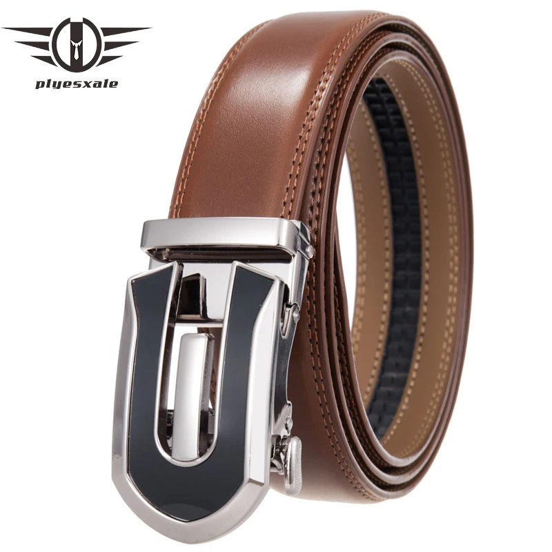 Plyesxale Cowskin Leather Belt For Men 2026 Luxury Brand Automatic  Buckle Cinto Masculino Designer Belts Men High Quality B1056