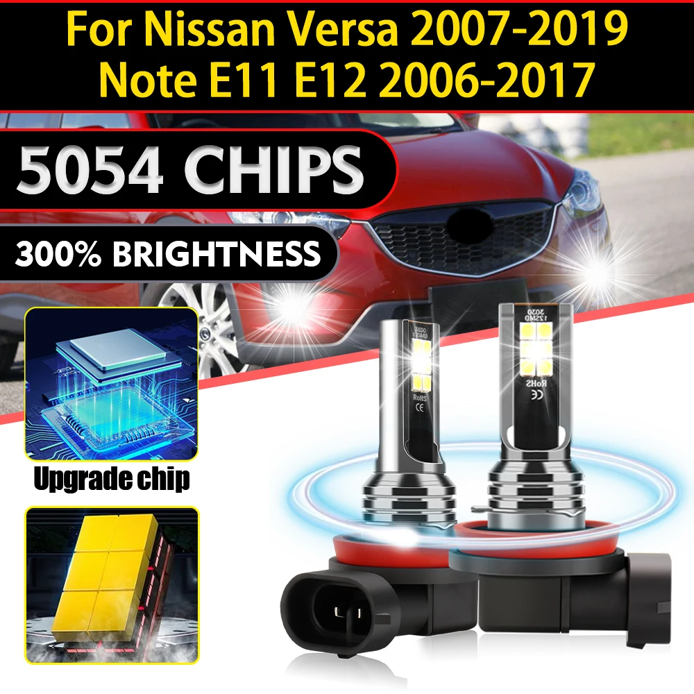 Светодиодные противотуманные фары 100 Вт H8 H9 H11 Автоматические передние противотуманные фары 360-градусное освещение 20000LM для Nissan Versa 2007-2019 Note E11 E12 2006-2017