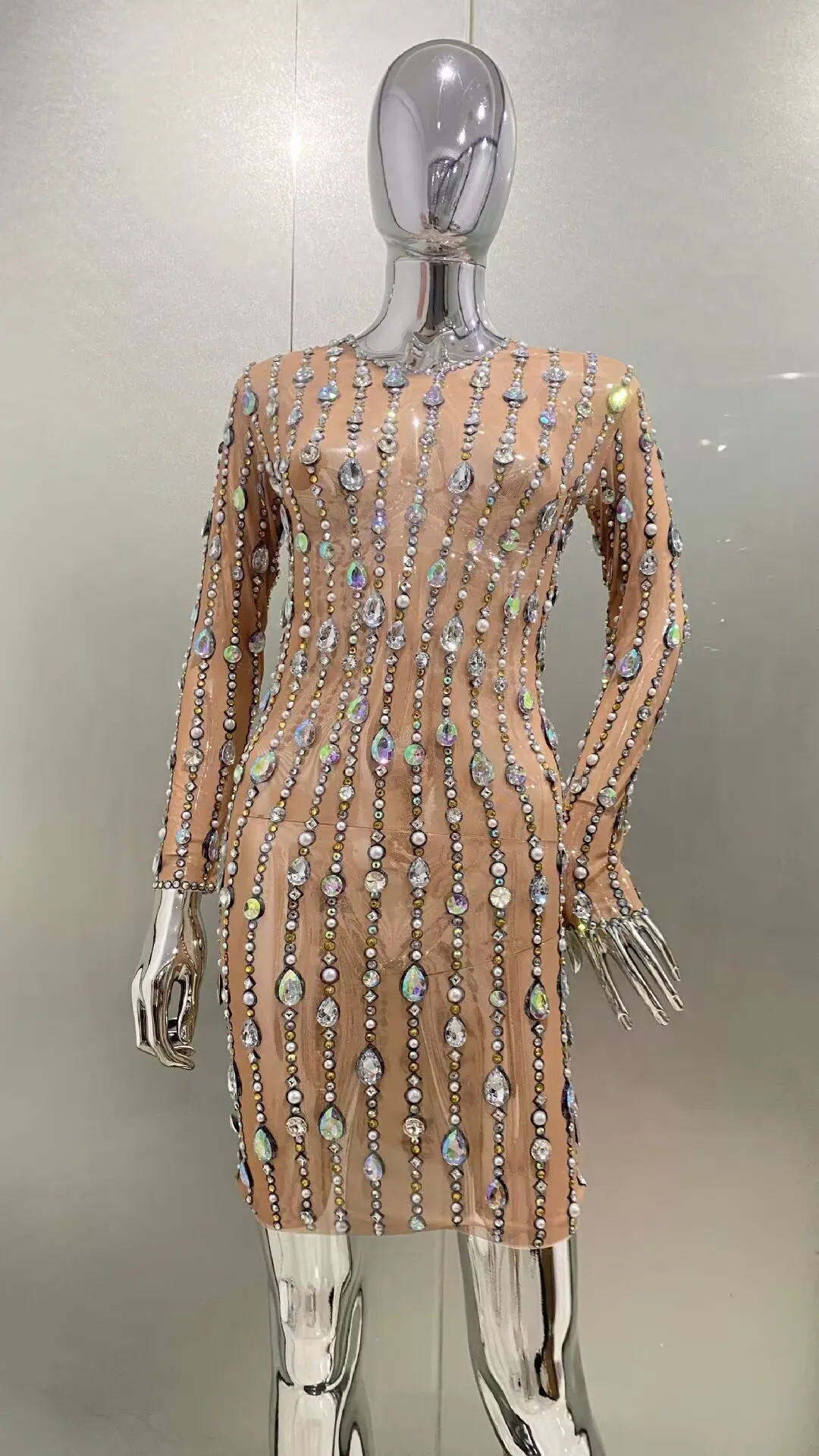 Epic Night Black Diamante Mesh Dress