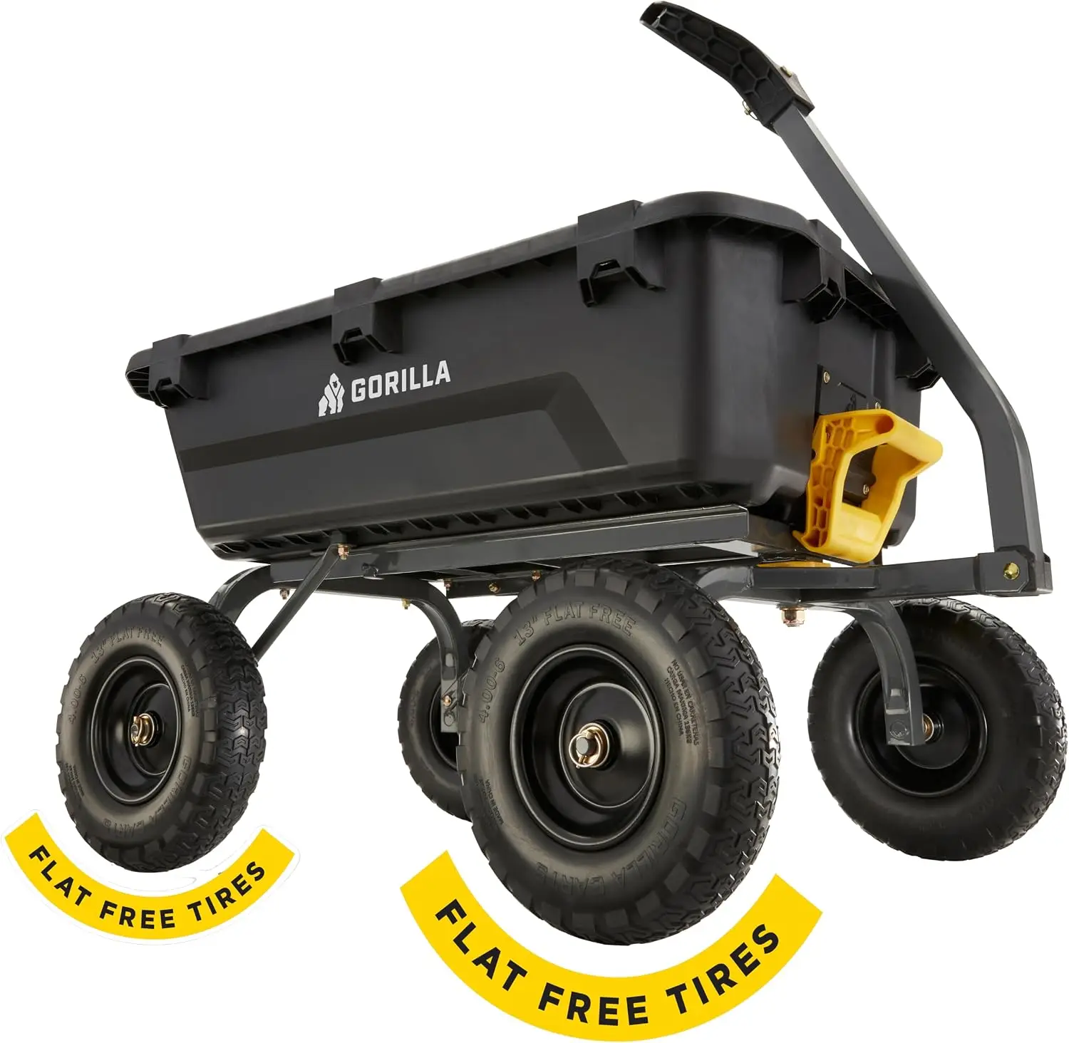 Garden Dump Cart with No-Flat Tires, 7 Cu Ft, 1,200 lb Weight Capacity