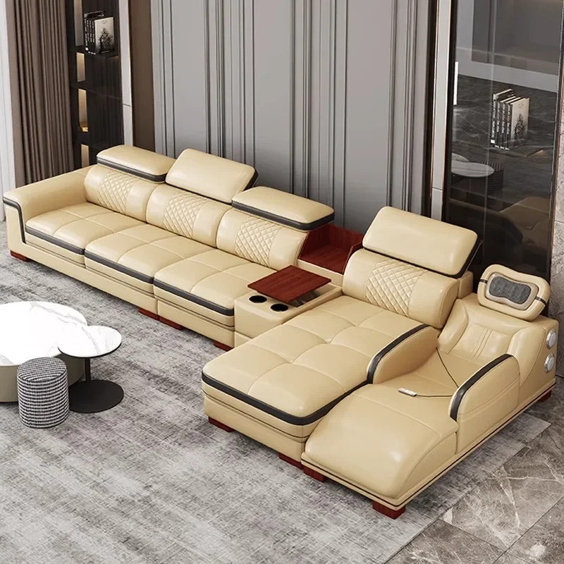 Reclining Massage Living Room Sofas Fancy Modern Nordic Sectional Couch Lounge Leather Divani Da Soggiorno Home Furniture