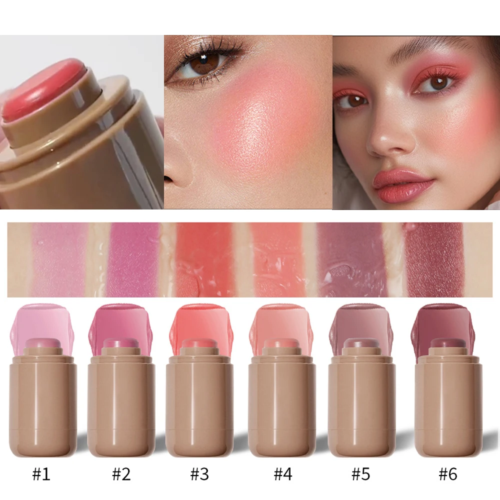 3-in-1 Blush Cheek Lip Tinted Moistured Blush Stick Waterproof Easy Color Rouge Silky Smooth Blusher Cream Contour  rhode Makeup