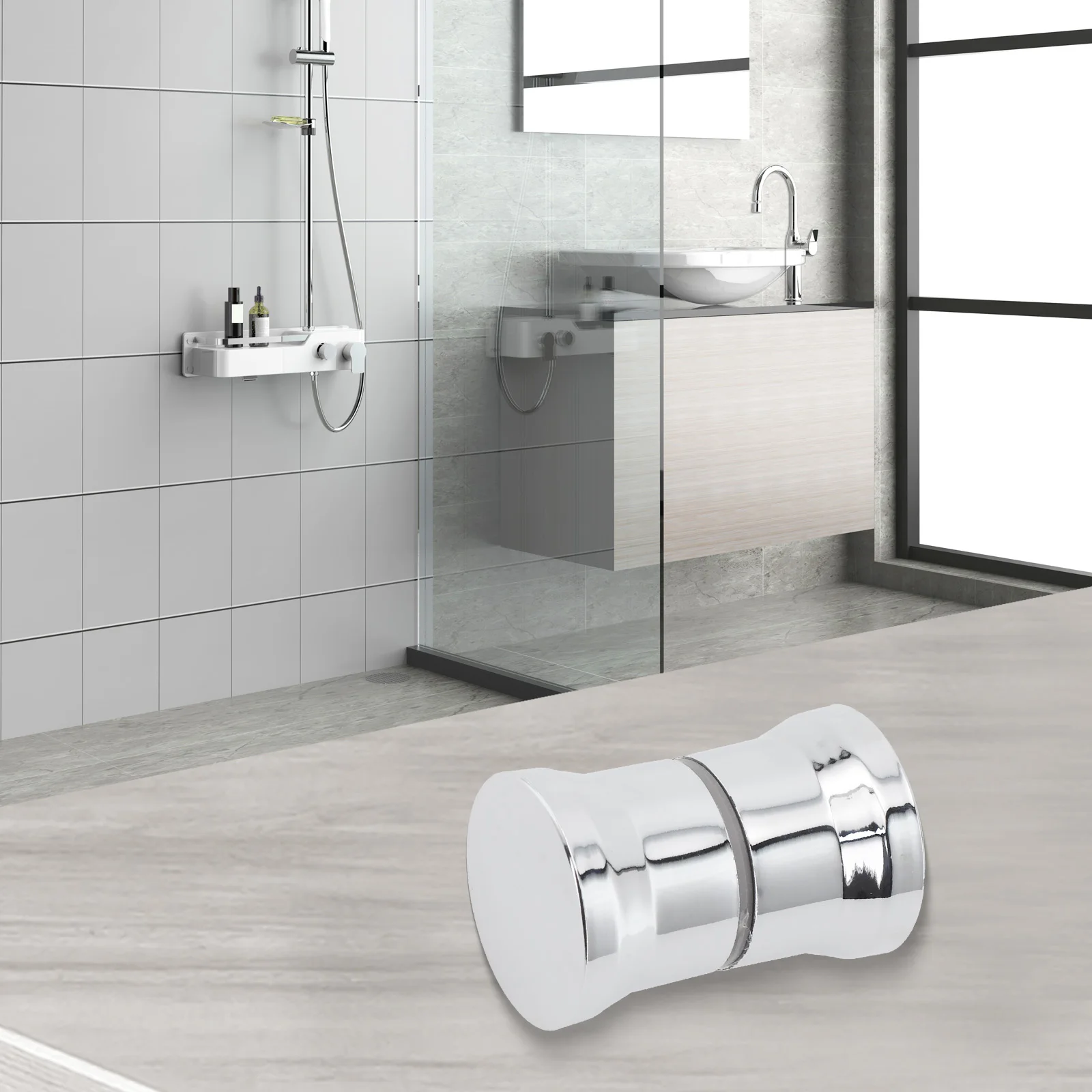1 X Chrome Bathroom ABS Glass Doors Replacement Handle Shower Door Knob Silver Replacement Handle Bathroom Accessory