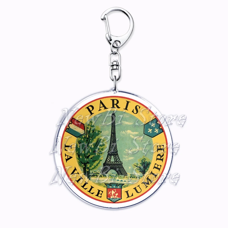 Hot Travel Cites Keychains for Accessories Bag Paris Amsterdam London Tokyo Seoul Tower Italy Berlin Keyrings Jewelry Fans Gifts