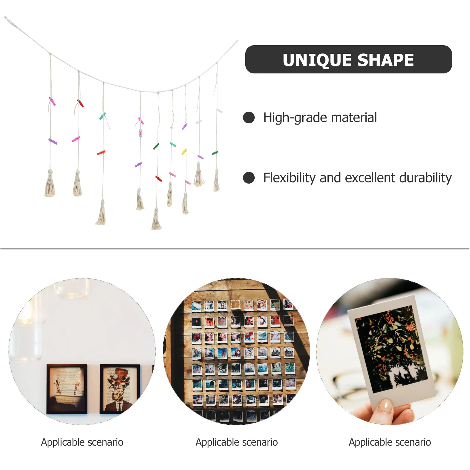 

1Set Tassel Pendant Photo Hangers Wood Rope DIY Custom Wall Art Home Valentine Wedding Party Tassel Picture Charm