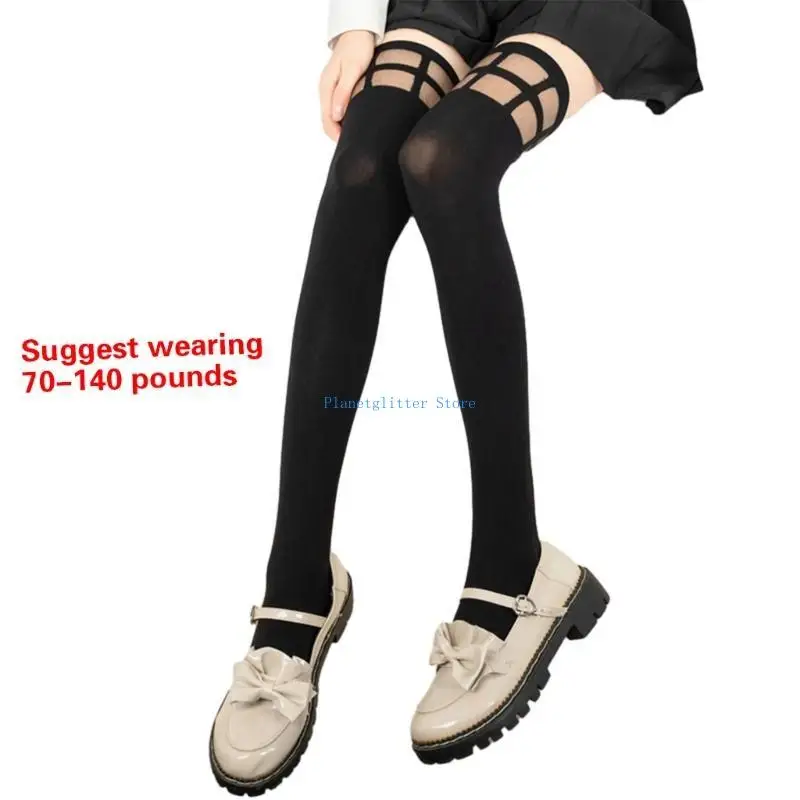 652B المرأة لوليتا فوق جوارب طويلة إلى الركب أنيمي تأثيري حلي شبكة جوفاء الفخذ العليا جوارب طويلة التمهيد جوارب الجوارب #6