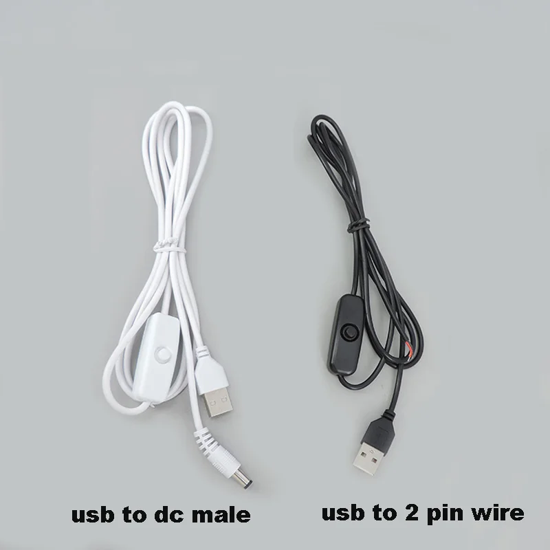 DC 5V USB Male Power Supply Wire with on/off button Switch Extension Cable for DIY LED Strips W28