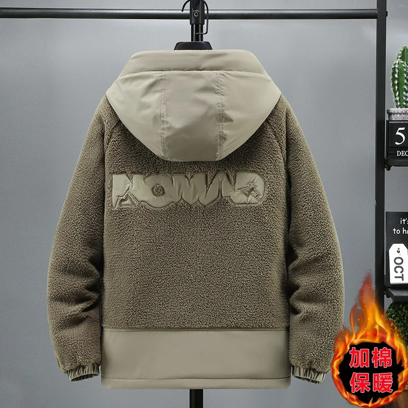 

Новое модное хлопковое пальто из овчины в американском стиле ретро, мужское зимнее новое модели очень большого размера, теплое пальто с большими карманами