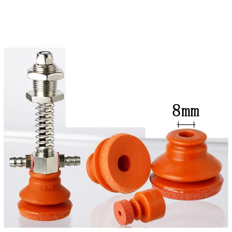 10PCS Pneumatic Vacuum Suction Cups with Traceless Sponge 8mm Mounting Hole Red Silicone Manipulator Sucker for Automated Robots