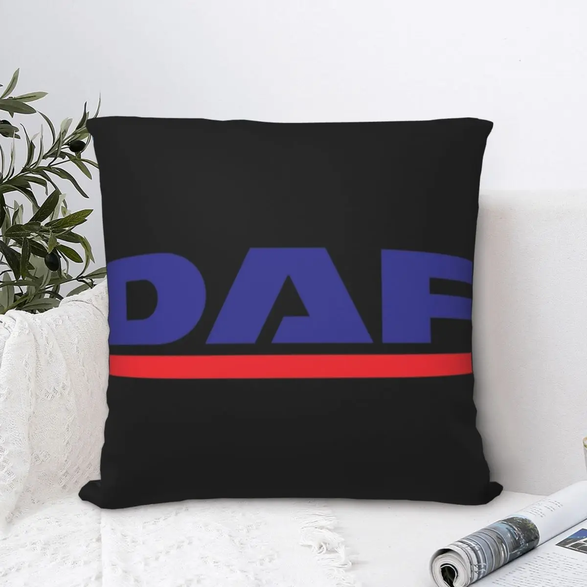 

DAF Red Design Best Logo Square Pillowcase Polyester Pillow Cover Velvet Cushion Zip Decorative Comfort Throw Pillow For Home