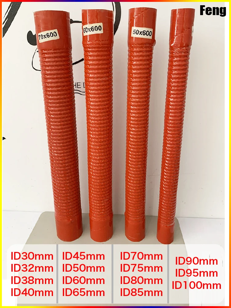 Red Length 600mm Silicone Flexible Hose and 2Clamps ID30-1000mm  Air Intake Pipe Radiator Tube High Pressure Temperature R