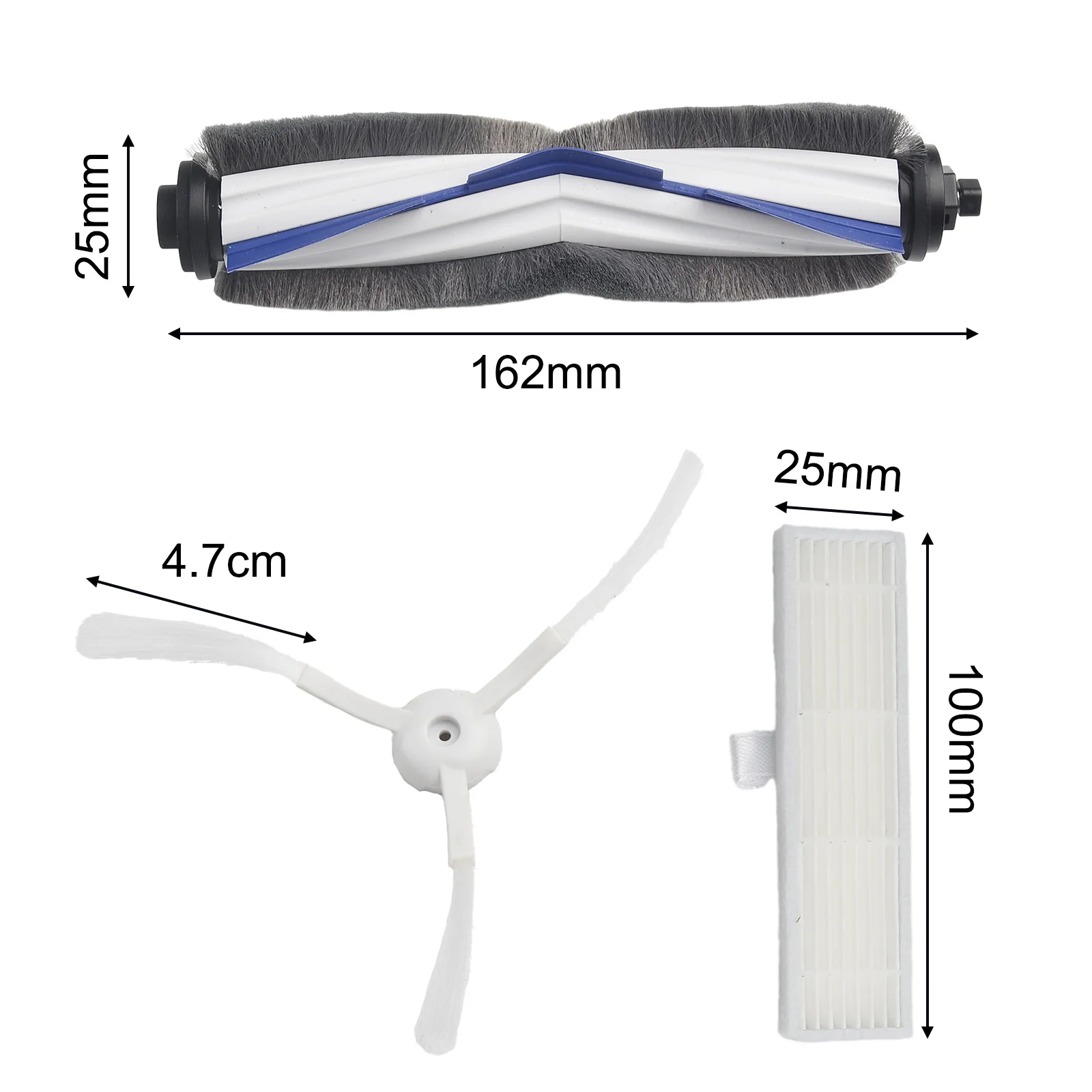 1 Set Roller Brush Side Brush Filter Kit For Rowenta ZR740003 Tefal Explorer 60 Series Sweeping Robot Vacuum Cleaner