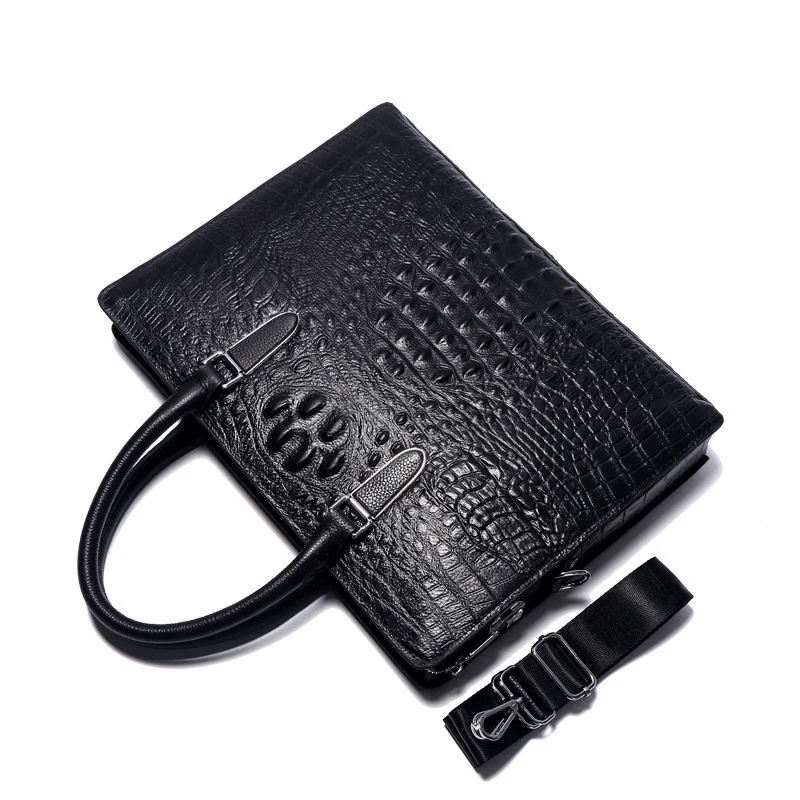 Étui à bombes en cuir véritable de vache alligator pour hommes, sac de messager pour ordinateur portable, étui à bombes pour hommes d'affaires, sac de luxe lancé, nouveau