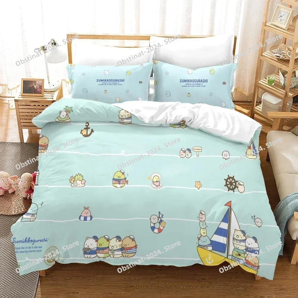 2025 Print Sumikko Gurashi Pattern Comforter Cover with Pillow Cover Bedding Set Single Double Twin Full Queen King Size Bed Set