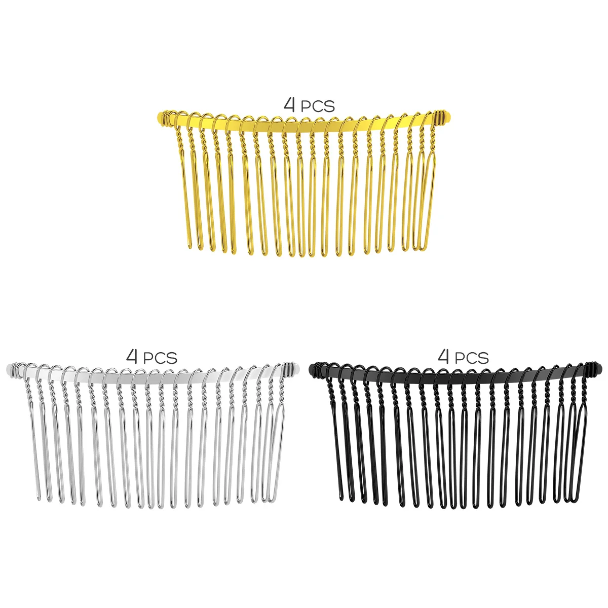 

12pcs 20 Teeth Metal Hair Comb Set Rust Resistant Smooth Finish Bridal Slide Hairclip For Women Party Wedding Accessory