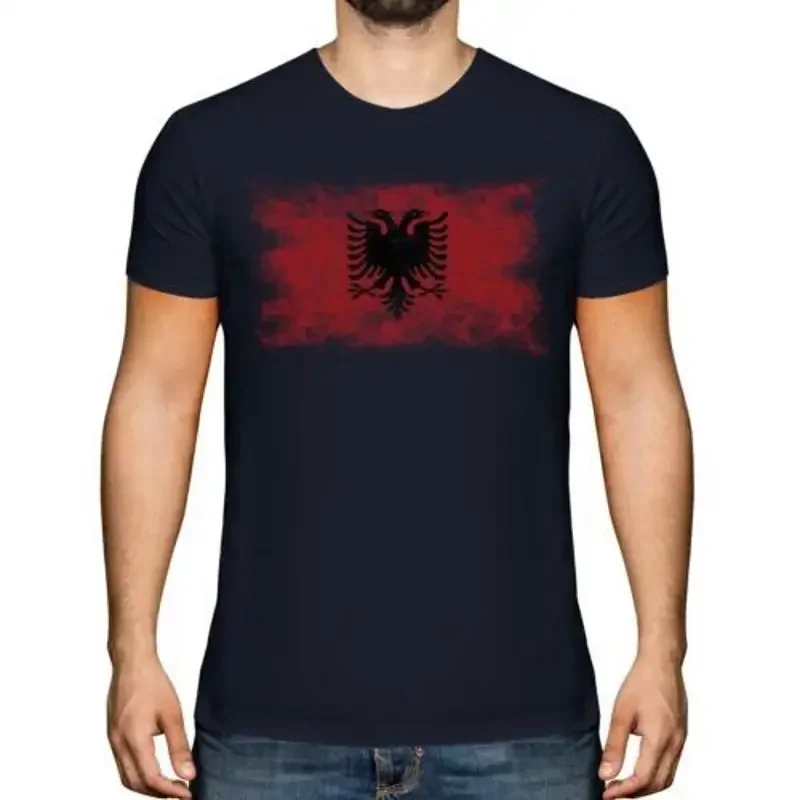 Albanien Distressed Flagge Herren Top Shqipëria Fußball Albanisch Gift T-Shirt