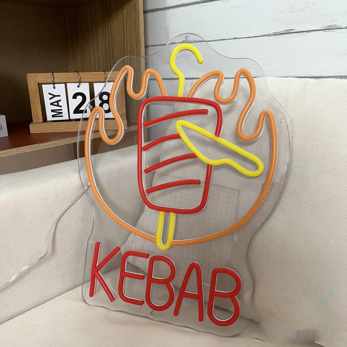 Kebab Neon Sign Shawarma Neon Sign Food Meat Led Sign  Restaurant Signage Sign Restaurant Food Neon Sign Art Skull01 Art