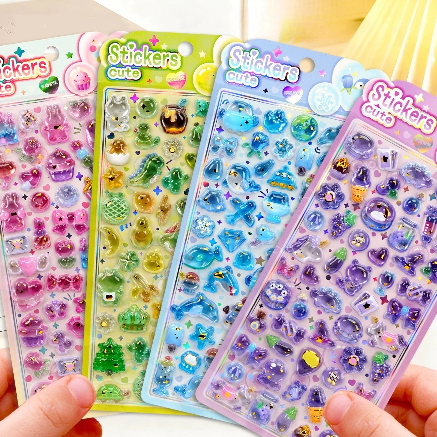 

1/4 pcs Cute Furit Animals Cartoon 3D Relief Stickers Scrapbooking Diy Journal Stationery Sticker Deco School Supplies Gift