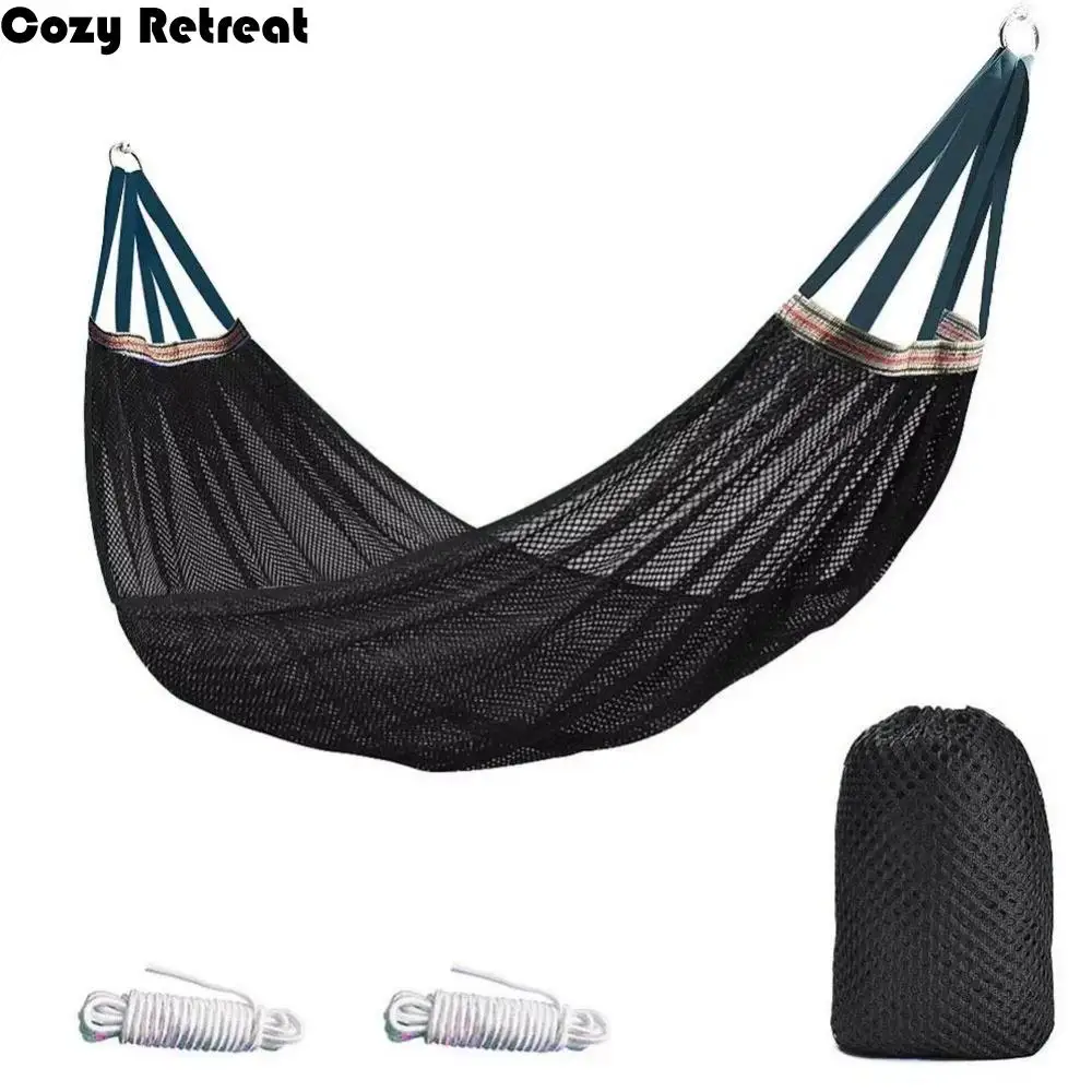 

Sturdy Portable Mesh Hammock Breathable Cooling Ice Silk Hanging Bed Comfortable Foldable Outdoor Camping Swing Backyard